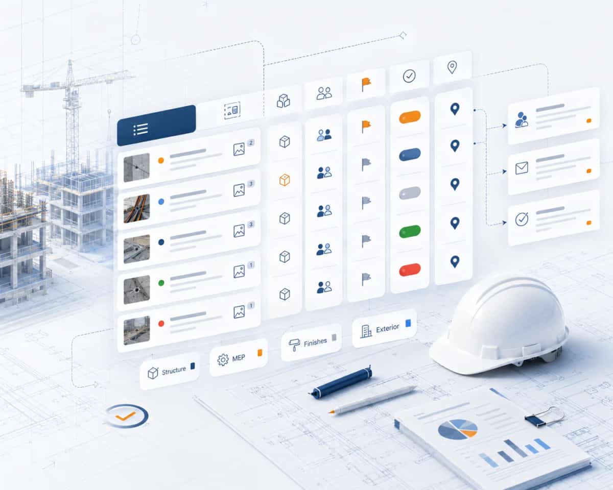 Organisation des observations de chantier par lot, entreprise et statut